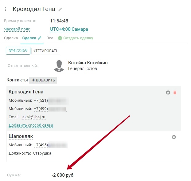 возможность ввода отрицательного числа в поля с типом “Сумма” и “Число”