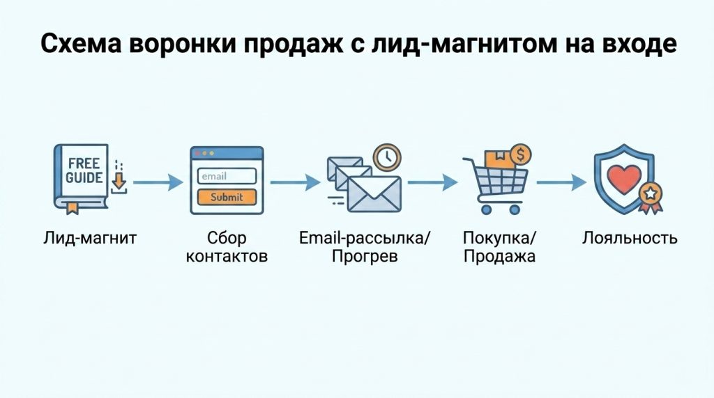 Схема воронки продаж с лид-магнитом